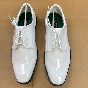 Frederico Leone White Patent Lace Tuxedo Shoes 8 Wide New